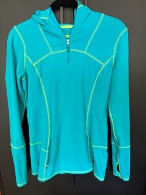 Kirkland Signature Teal Hoodie with Lime Stitching